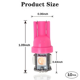QKWL 10PCS 194 LED Bulb, Three-Chip Design LED License Plate Light Bulbs License Plate Light Bulbs Low Power Consumption & Long-Lasting Suitable for most car models (Pink)