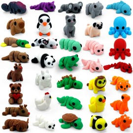 25PCS Mini Animal Figurines Set, 3D Printed Articulated Flexible Fidget Toys for Adults, Stress Relief Sensory Toys, Cute Desk Decor for Home Office, Party Favors, Gift Ideas (36 Animals A)
