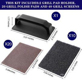 Reallnaive 31 Pcs Griddle Cleaning Kit Screen Holder Grill Screens Cleaning Pads Heavy Duty Abrasive Mesh Pads for Flat Tops, Cast Iron, Stainless Steel Griddle Cleaner Accessories Bundle