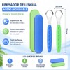 Limpiador de Lengua, 2 de Acero Inoxidable con Estuches (Azul;