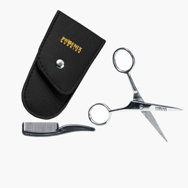 Professional Eyebrow Scissors Set Extra Sharp with Comb Travel Case, Nail Scissors & Hair Scissors, Ears, Nose, Beard Hair, Moustache - Straight - Rustproof