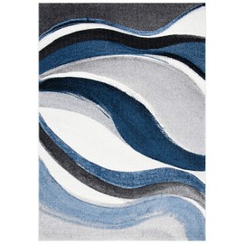SAFAVIEH Hollywood Collection Accent Rug - 2'3" x 4', Grey & Blue, Mid-Century Modern Design, Non-Shedding & Easy Care, Ideal for High Traffic Areas in Entryway, Living Room, Bedroom (HLW766F)