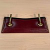 Dacasso Burgundy Leather Gold Trim Double Pen Stand