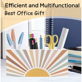 KRHFG Boho Sun Sunshine Pen Pencil Holder for Office Desk Accessories, Boho Desk Decor, Retro Mid Century Modern Holder Organizer for Toothbrush Makeup Brush