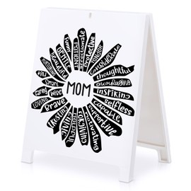 Mothers Day Gifts for Mom from Daughter Son Happy Birthday gift for Mom Happy Mothers Day Patient Protective Capable Brave Forgiving Birthday Sunflower Desk Sign Present for Mommy Home Desk Decor