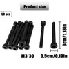 HAIKING Black Hexagon Socket Screws, 50 PCS M3 x 30mm
