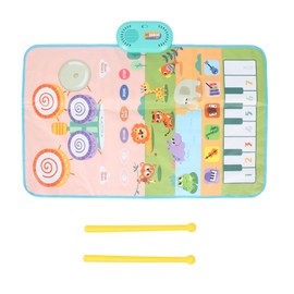 Musical Mat for Toddlers Floor Piano Keyboard Drum Carpet Waterproof Early Educational Animal Blanket Touch Play Pads with 2 Sticks