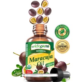 MYVIDAPURE Organic MARACUJA OIL Passion Fruit Certified Organic 100% Natural, Pure WILD GROWTH VIRGIN UNREFINED Brazilian. 1 Fl.oz.- 30 ml. For Skin, Face, Hair, Lip and Nail Care