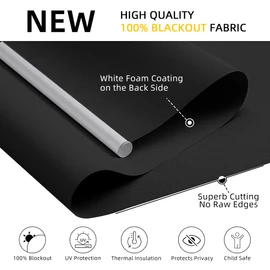 ChrisDowa Cordless Free-Stop 100% Blackout Blinds for Windows, Roller Windows Shades with Thermal Insulated, UV Protection Fabric for Living Room, Office and Home. Easy to Install.Black,30" W X 72" H