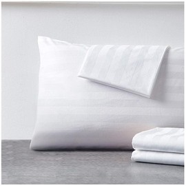 Pillow Protector King Size 100% Egyptian Cotton Pillow Covers, 400 Thread Count Sateen Weave Cooling Pillow Cases with Zipper Hidden, Breathable Non Noisy Easy Care, Set of 4 (Striped White)