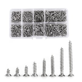 800 Pieces Self-Tapping Screws Set, Drilling Screws M2 Stainless Steel Drywall Screws Self-Drilling Flat Head Phillips Screws Drywall Screws with Storage Box
