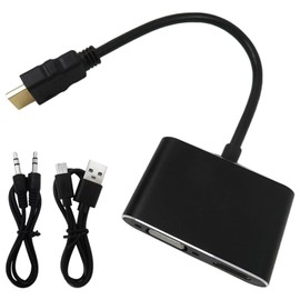 New Performance 2 in 1 HDMI to HDMI + VGA Adapter with Audio, PC HDMI Source Output to TV/Monitor with HDMI / VGA Connector,1080p Video Converter for Computer,Laptop,Projector, HDTVs, Monitors