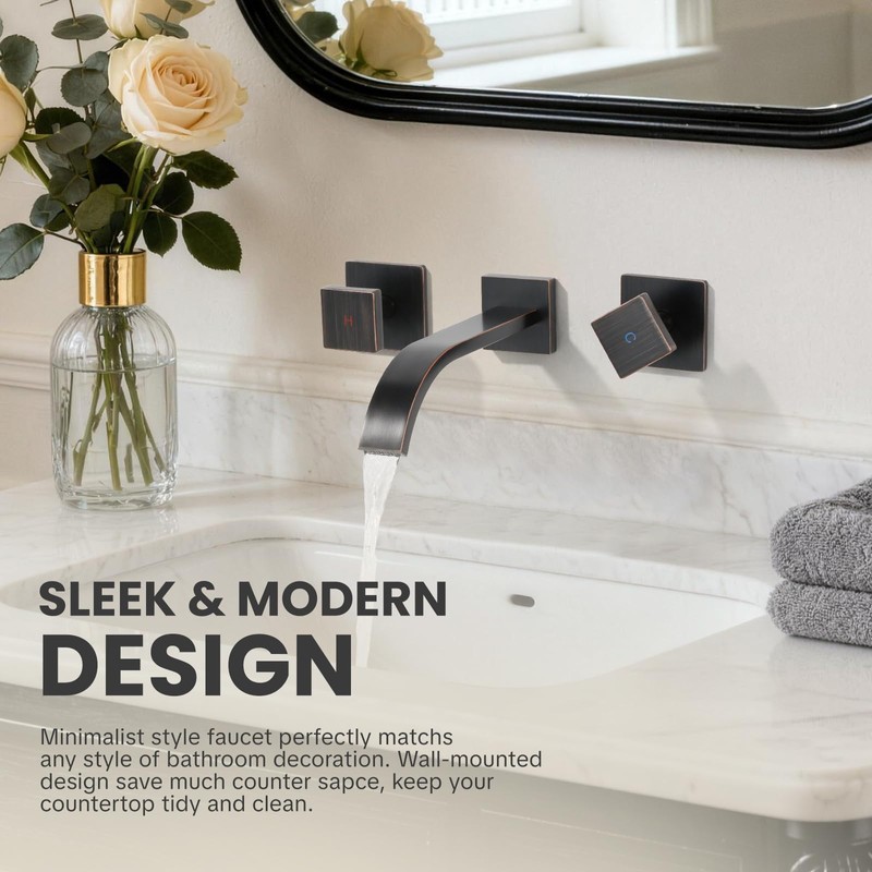 ALEASHA Wall Mounted Bathroom Sink Faucet Oil Rubbed Bronze Bathroom