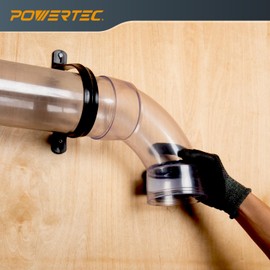 POWERTEC 70368V 4 Inch ID 90 Degree Elbow for 4 Inch OD Dust Collection Pipes, Adapters and Fittings (Clear), 1 pack