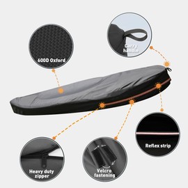 Smikodo Kayak Cover 16ft 600D Tear Resistant Trailerable Kayak Covers for Outdoor Storage, Waterproof & UV-Proof Heavy Duty Canoe Cover for Indoor/Outdoor Storage(Grey) Fit 16-18ft Kayak Storage