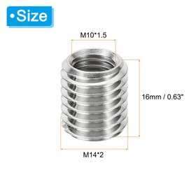 PATIKIL Thread Adapters Sleeve Reducing Nut, 6 Pcs M14*2 Male to M10*1.5 Female Repairing Insert Nut Screw Reducer Conversion Stainless Steel Fastener 16mm