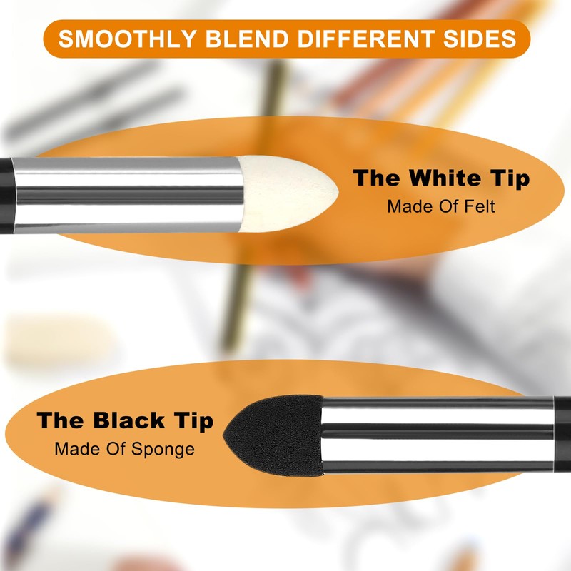 6 Pcs Blending Sponge Pen,2 Sizes Double-Headed Pastel Blending Stump