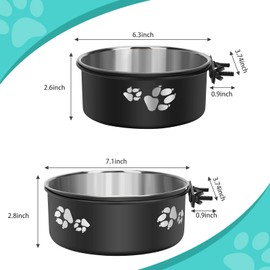 OFFKITSLY Kennel Water Bowl, Stainless Steel Dog Crate Water Bowl No Spill, 2 Pack Hanging Dog Bowls for Kennel Cage Crate, Metal Pet Dog Food Water Bowl Feeder Dish for Medium Large Size Dogs