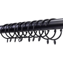 Openable Curtain Rings with Eyelets, 1.25inch Heavy Duty Rustproof Metal Drapery Rings,Shower Curtain Rings 24pcs Black Zocang