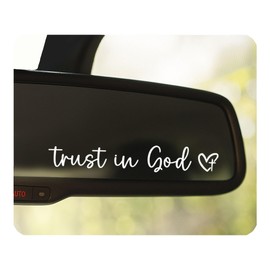 3 x Trust in God Rearview Mirror Sticker, Faith Car Mirror Decal, Bible Verse Christian Gift, Vinyl Decal for Car, Laptop, Water Bottle, Bumper Stickers, Faith Decal, 3.5” (White)