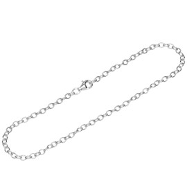 NKlaus Necklace 3.0 mm wide anchor chain round 925 silver necklace women's silver chain, Sterling Silver, No gemstone