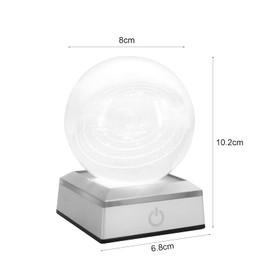 Yuhtech 3D Solar System Crystal Ball with LED Base, USB 3D Solar System Planet Crystal Ball Night Light Creative, Valentine's Day Gifts, Gift for Kids Friends Couple Birthday Festival
