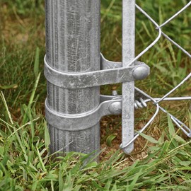 Galvanized Steel Chain Link Tension Band, Durable Steel Chain Link Fence Hardware, Rust-Resistant, Easy Install, Includes Required Bolt (3, 4")