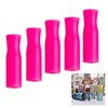 5PCS Hot Pink Reusable Straw Tips,Stainless Silicone Straw Tips,for 8mm