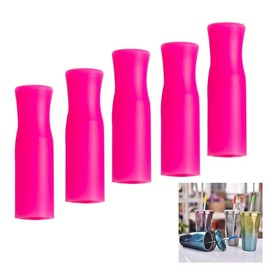 5PCS Hot Pink Reusable Straw Tips,Stainless Silicone Straw Tips,for 8mm Diameter Stainless Steel Straws and Glass Straws Hot Drinks