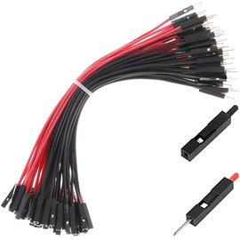 Breadboard Male to Female Jumper Wires Black Red Color for Power Lines 0.1'' Square Head 60-Pack 24AWG by Hellotronics (M/F, 15CM, Pack of 60)