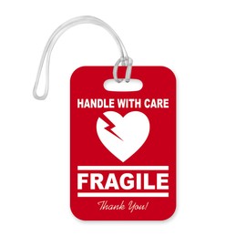 LT033 Handle with Care - Fragile - Thank You Novelty Funny Unique Designer Gift Glossy Plastic Suitcase Luggage Tag