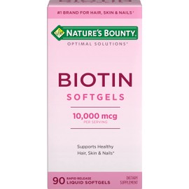 Nature's Bounty Nature's Bounty Biotin 10000mcg Supplement, Supports Healthy Hair, Skin and Nails, Optimal Solutions Hair Vitamin with Biotin, 90 Rapid Release Liquid Softgels