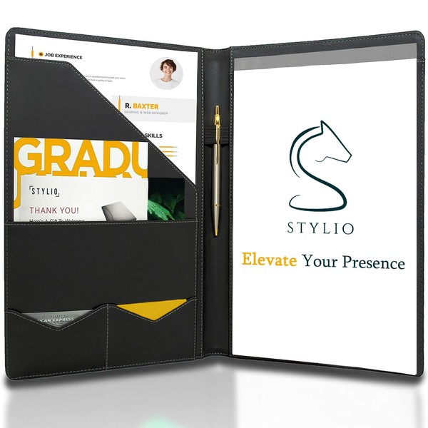 STYLIO Padfolio Portfolio Organizer Binder | Interview Resume Folder, Legal