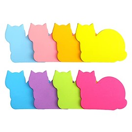 Cute Cat Sticky Notes 8 Color Bright Colorful Sticky Pad 75 Sheets/Pad Self-Sticky Note Pads (8 Color)
