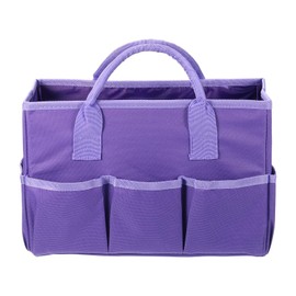 HARFINGTON Garden Tool Bag 12.99" x 5.91" x 8.66" Large Oxford Bag with Pockets Garden Tote Bag Gardening Plant Tool Organizer Storage Carrier Store for Outdoor Women Men, Purple