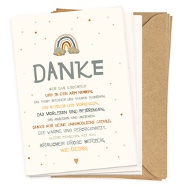 Koko Lora KOKO&LORA® Dankeskarte für Erzieher, Erzieherin mit Kraftpapier-Briefumschlag - Grußkarte mit Naturkuvert (3er Set - Blau)