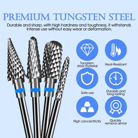 LAIVIYA Pack of 4 Nail Cutter Attachments, Nail Cutter Bit, Nail Drill Accessories for Manicure, Removal, Acrylic Nails, Gel Nails, Cuticles 2.35 mm, Universal Shank Size Cutter Attachments