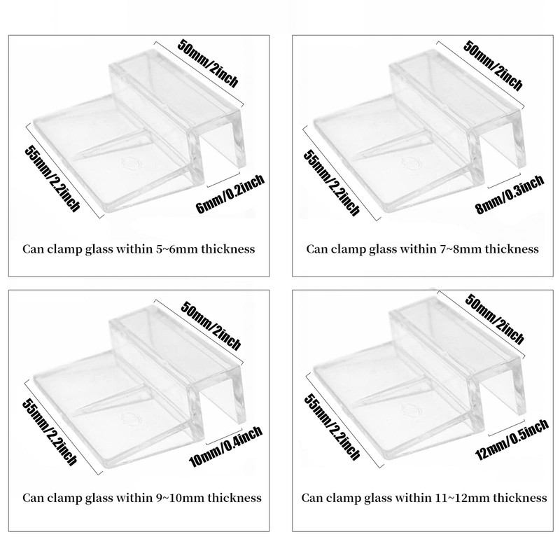 OTKARXUS 8 Pcs Aquarium Lid Clips Clear Acrylic Holder Holder