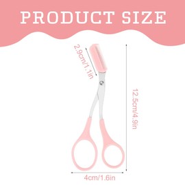 MEXRUMI 1 Piece Eyebrow Shape Scissors and Tweezers Set Eyebrow Scissors with Comb Precision Eyebrow Trimmer for Plum Eyebrow and Eyelashes for Women and Men (Pink)