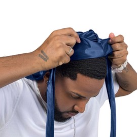 ForceWave Silky Durag for Men Wave Cap Satin Dorag for Men Women 360 Wave (Navy)