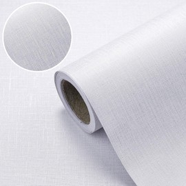 CAX Grasscloth Peel and Stick Wallpaper White Contact Paper 15.7"x472" White Grasscloth Wallpaper Self-Adhesive Removable Wall Paper Waterproof Faux Linen Wall Papers for Living Room Bed Room Cabinets