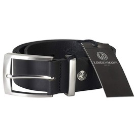 LINDENMANN Men's Leather Belt, Full Cowhide Leather, XXL, Buffalo Leather, in 2 Colours, Black/Dark Brown, black
