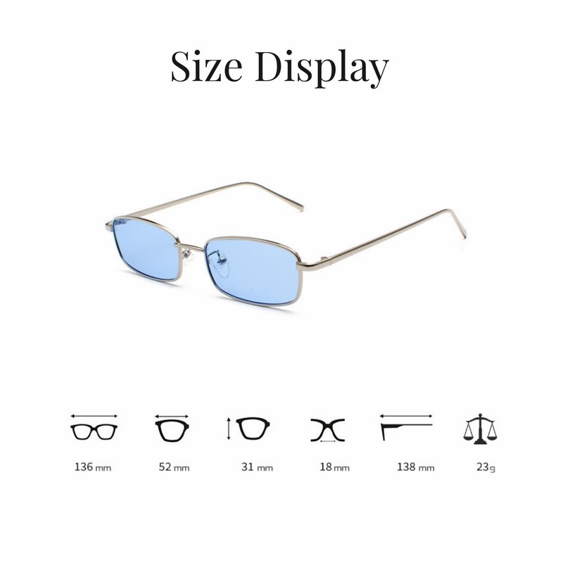 OSAGAMA Retro Rectangular Sunglasses Metal Frame Multicoloured Glasses for Women