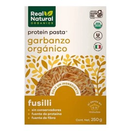 Pasta Protein Orgánica De Garbanzo Fusili 250g Real Natural                                                                                           