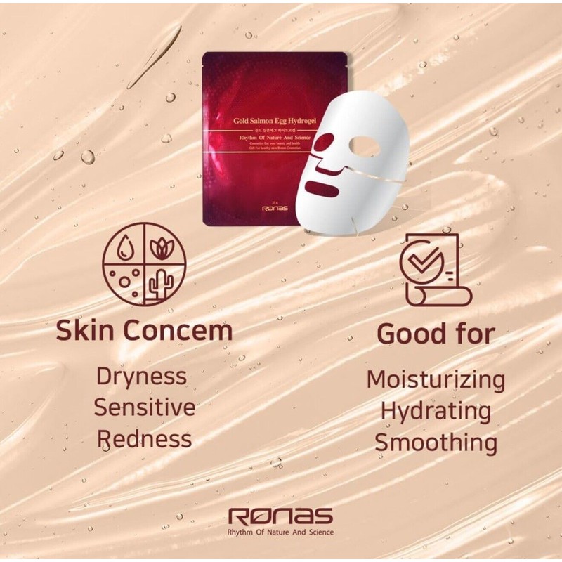 Ronas Gold Salmon Egg Hydrogel Mask Pack 10ea Contains Green