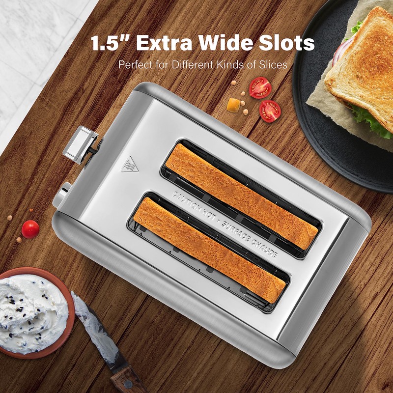 YSSOA 2-Slice Toaster with Extra Wide Slot & Removable Crumb