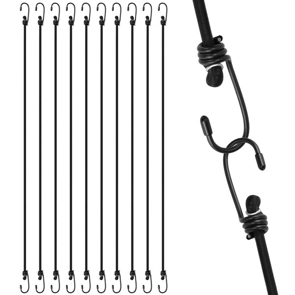 QWORK® 10 Pack 40" (100CM) Bungee Cords with Hooks, Multipurpose