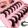 7 Pairs of 3D False Eyelashes, Cat Eye, Fluffy Volume,