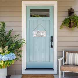 Do Not Ring Doorbell Sign for Front Door Decor, Do Not Knock or Ring Doorbell Sign, No Knocking Door Sign, No Soliciting Sign for House Door, Leave Packages by Door