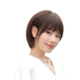 HIYE Bob Full Wig, 100% Human Hair, Skin Tone Artificial Scalp, Real Whorl, With Bangs, Straight, Short Wig, Women's, Stylish, Freely Arranged, Everyday Use, Medical Use, Hidden Gray Hair, Ultra Lightweight, Comfortable, Breathable, Easy to Wear